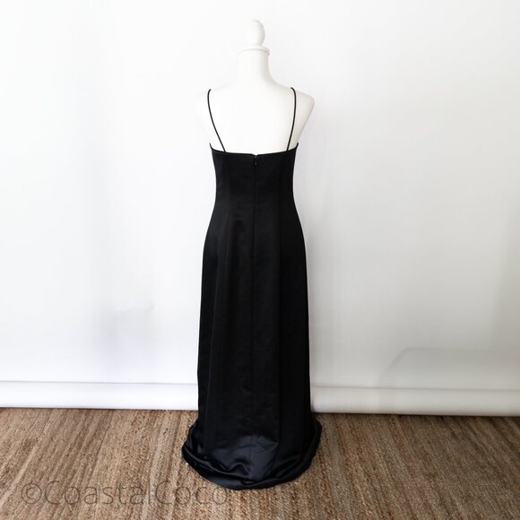 Alex Evenings Black Floor Length Gown Dress 6 Formal Wedding Slip Spaghetti Y2K - Picture 3 of 9